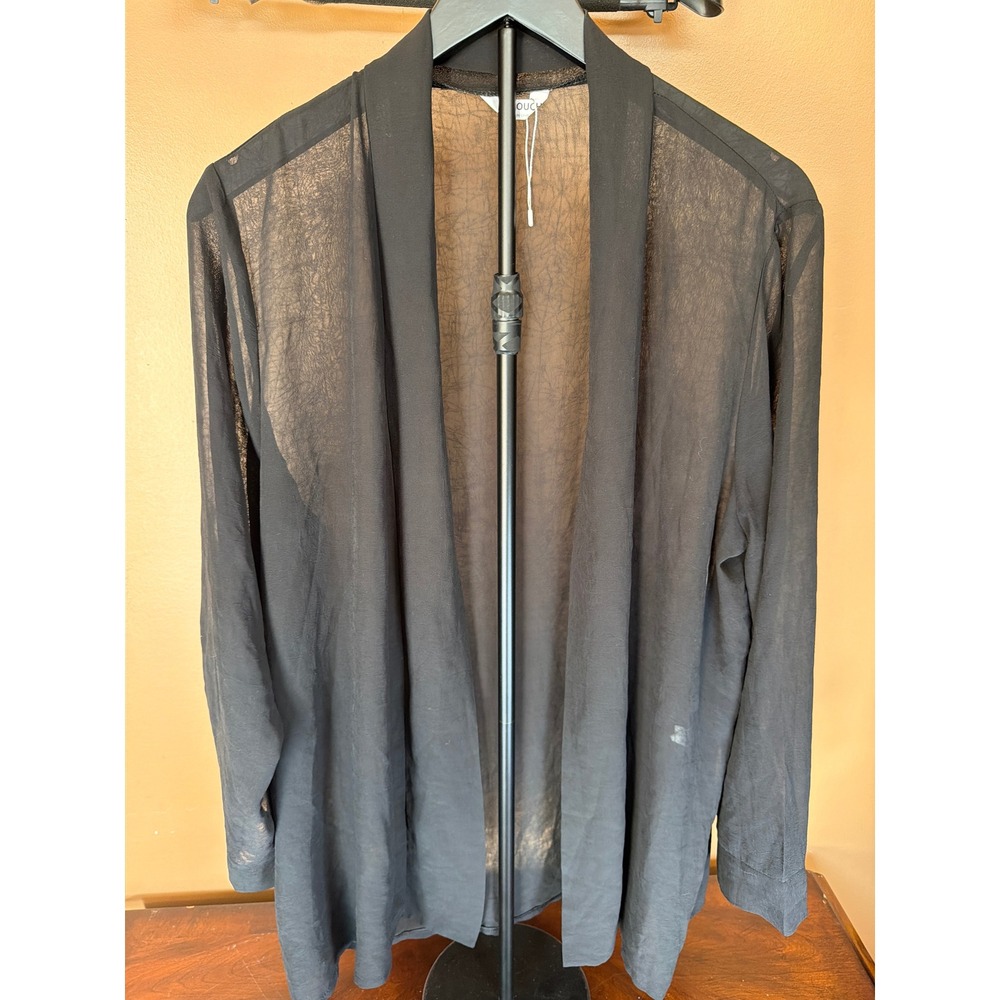 Hotouch Black Sheer Open Front Cardigan Lightweight Gauzy Layering Top‎